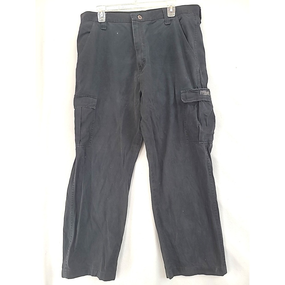 Vtg Bkack Wrangler Cargo Pants 36x30